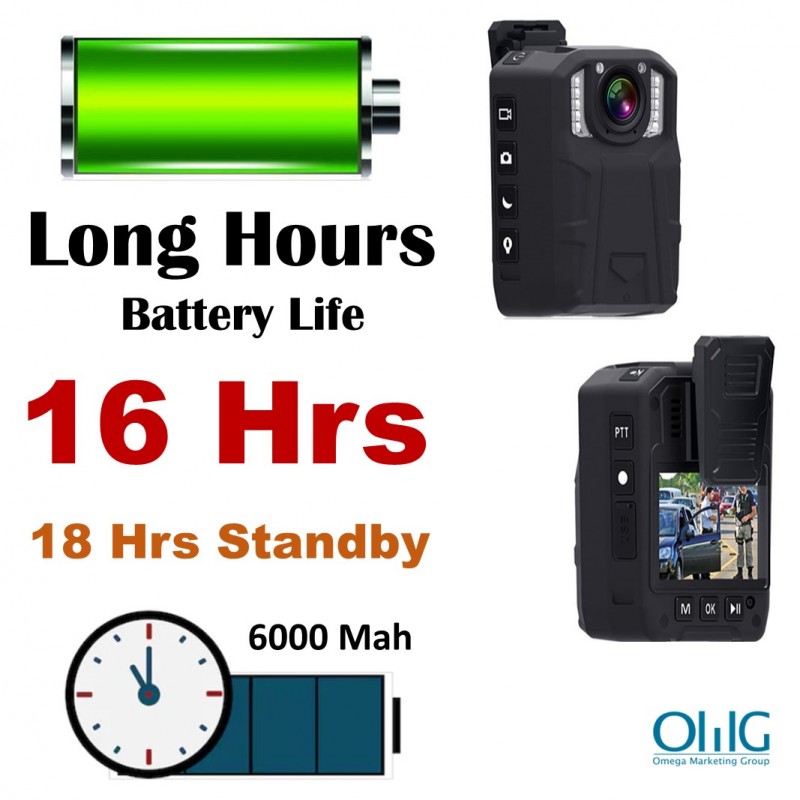 BWC061 – OMG Long Hours [16 Hrs] Recording Body Worn Camera - 18 Hrs Standby