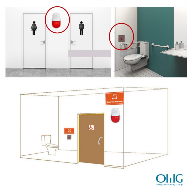 EA018 – OMG Wireless Waterproof Public Toilets Alarm (Sound & Light) - sample placement