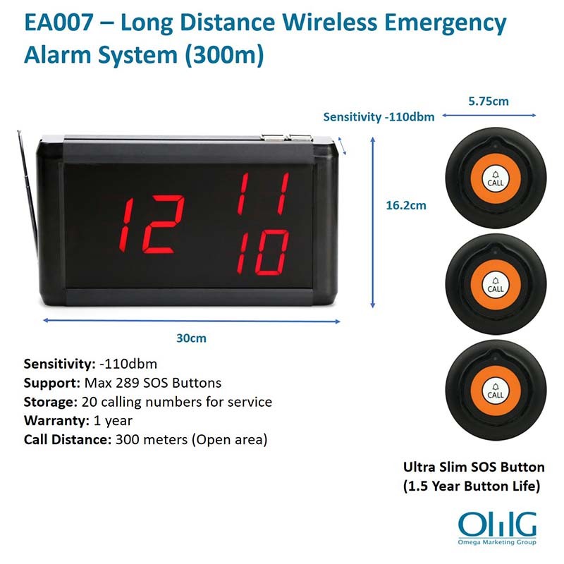 EA007 – OMG Long Distance Wireless Emergency Alarm System (300m)