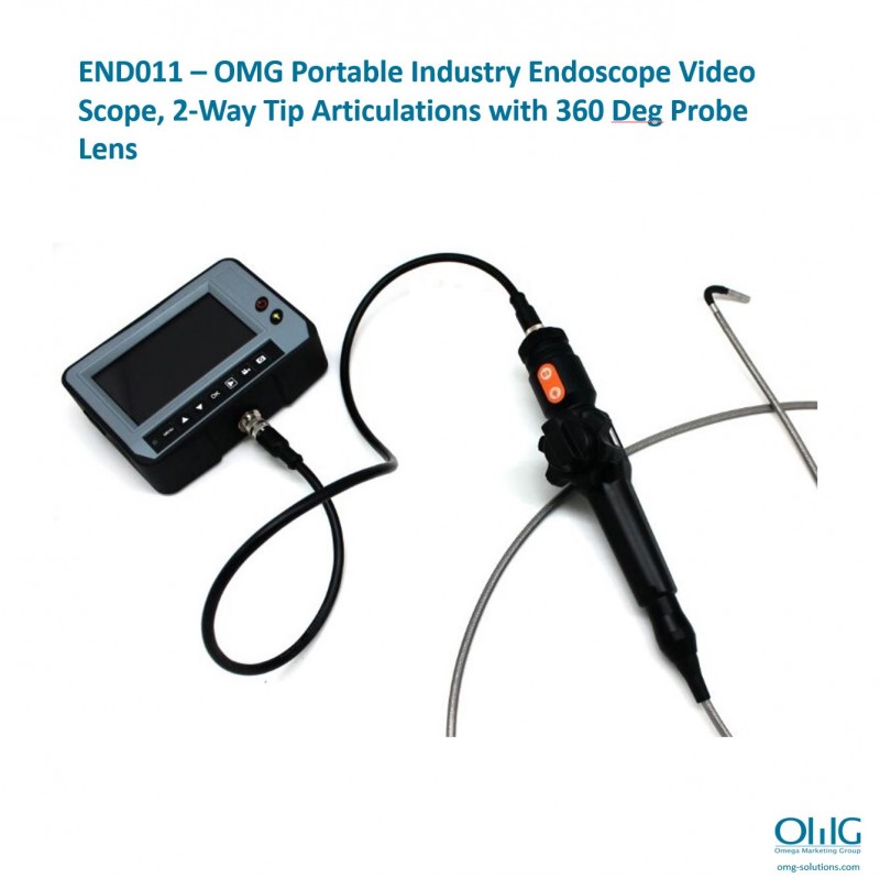 OMGEND011 – OMG Portable Industry Endoscope Video Scope with 2-Way Tip Articulations, more than 150 Deg, probe lens can rotate 360 Deg 01