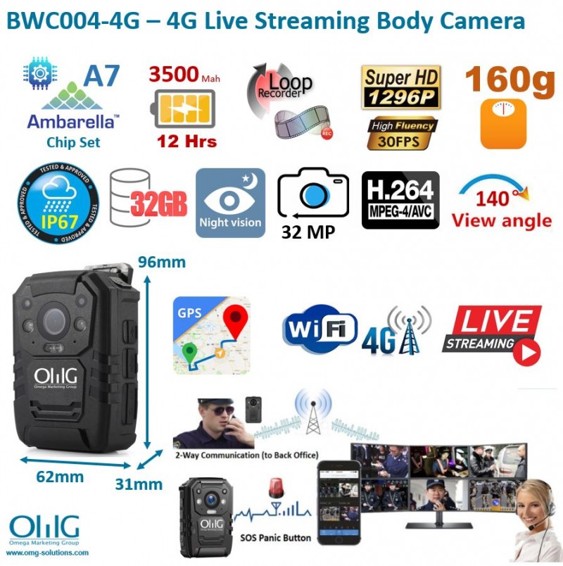 BWC004-4G – 4G Live Streaming Body Camera