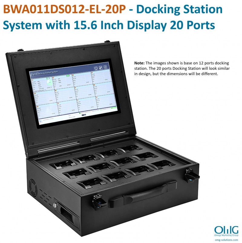 BWA011DS012-EL-20P - Docking Station System with 15.6 Inch Display 20 Ports - version 2