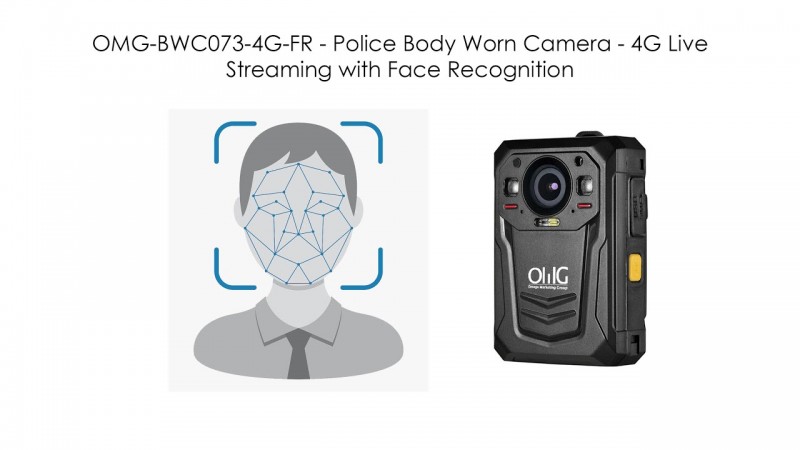 OMG-BWC073-4G-FR - Police Body Worn Camera - 4G Live Streaming with Face Recognition