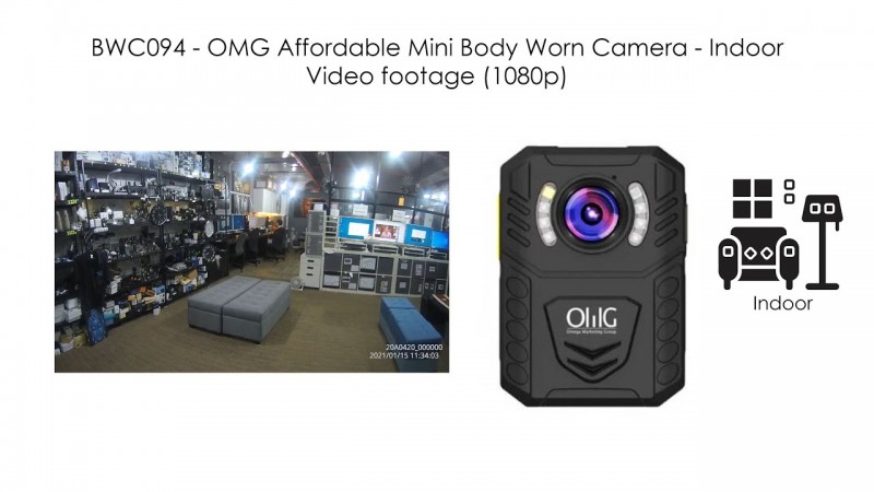 BWC094 - OMG Affordable Mini Body Worn Camera - Indoor Video footage (1080p)