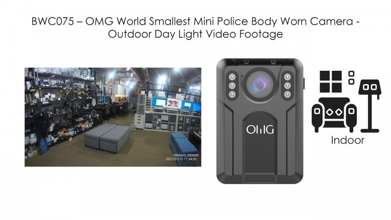 BWC075 – OMG World Smallest Mini Police Body Worn Camera - Indoor Day Light Video Footage