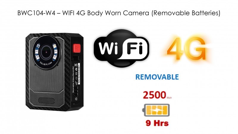 BWC104-W4 – WIFI 4G Body Worn Camera (Removable Batteries)