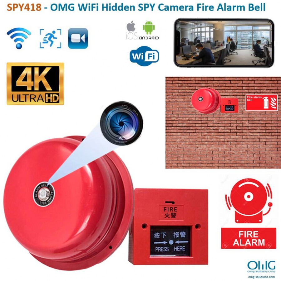 SPY418 - OMG WiFi Hidden SPY Camera Fire Alarm Bell - Main v3