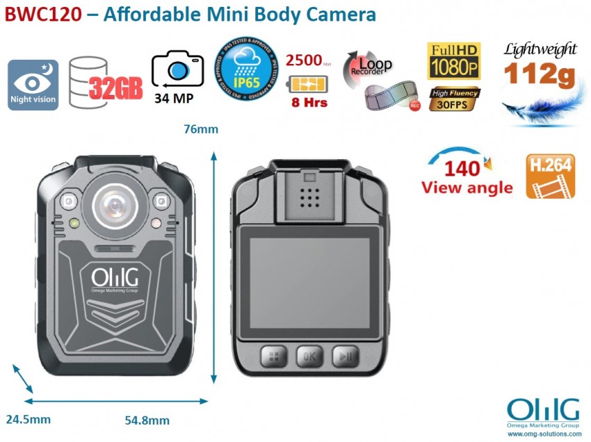 BWC120 – Affordable Mini Body Worn Camera - Main
