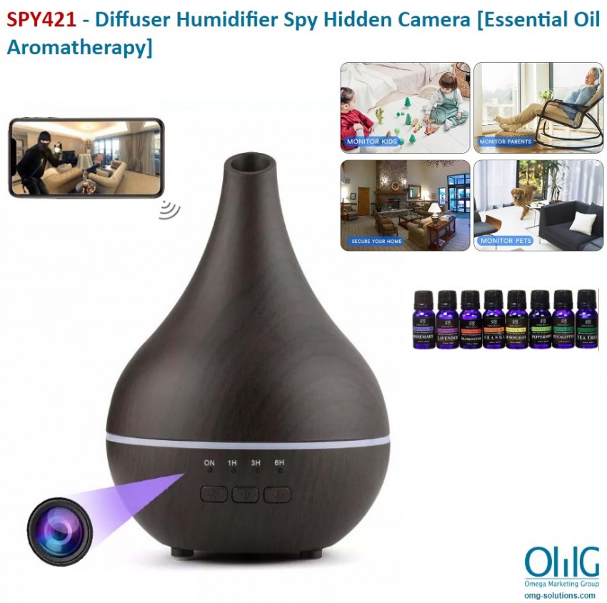 SPY421 - Essential Oil Aromatherapy Diffuser Humidifier Spy Hidden Camera - Main v4
