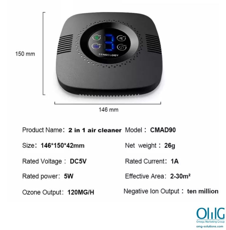SPY423 - Mini wifi Air Purifier Size and Specification