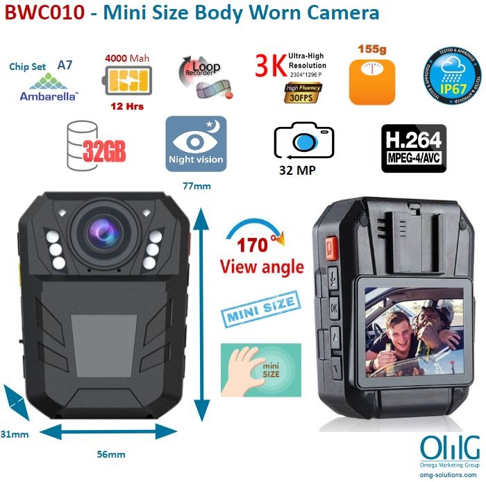 BWC010 - Mini Size Body Worn Camera