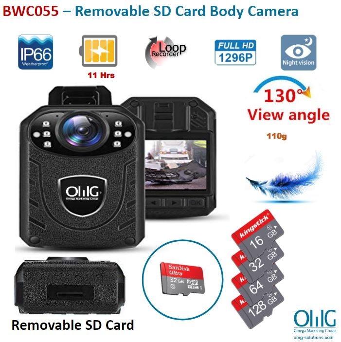 BWC055 – Mini Body Worn Camera with Removable SD Card