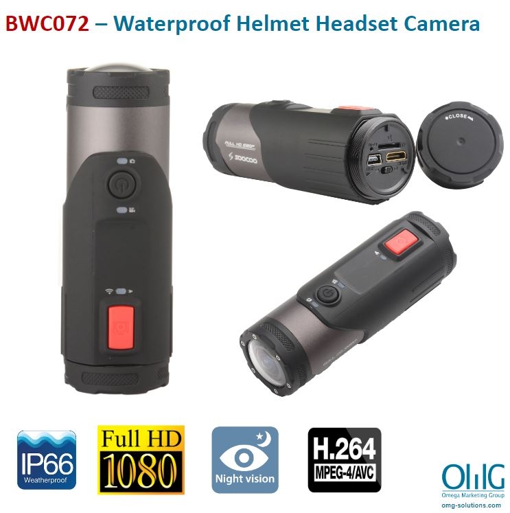 BWC072 - Outdoor Activities Waterproof Body Worn Helmet Headset Camera