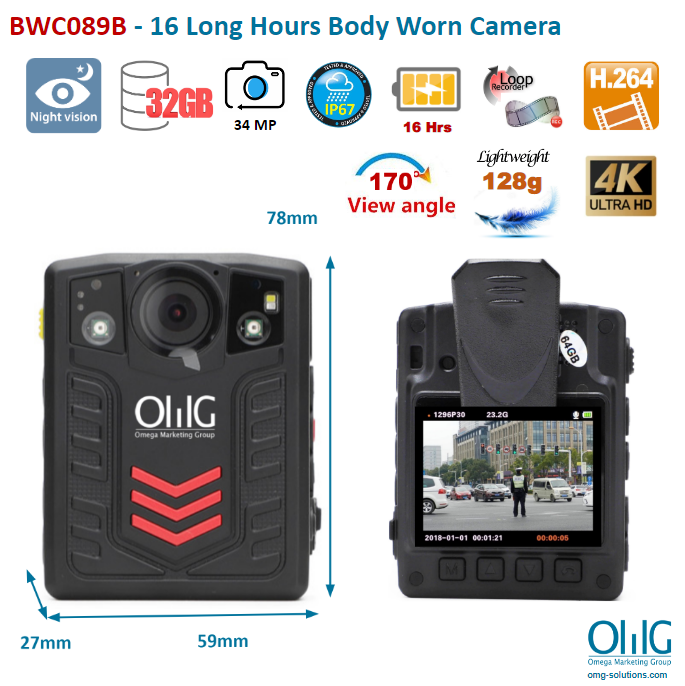BWC089B - 16 Long Hours Body Worn Camera