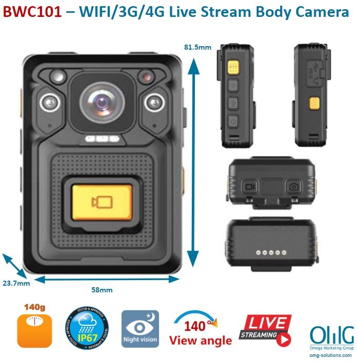 BWC101-4G - live streaming Body worn camera