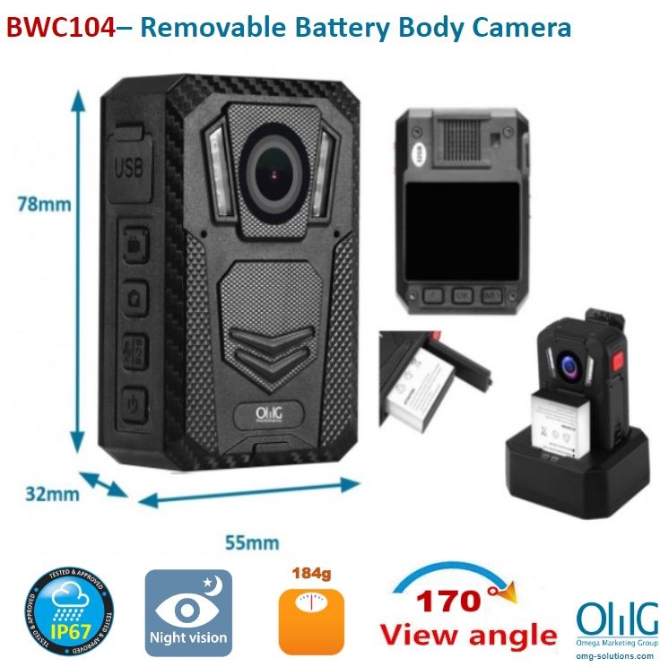 BWC104- Removable Battery Body Camera