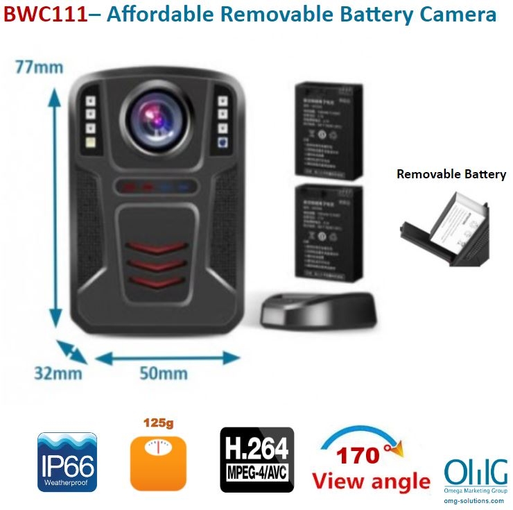 BWC111 – OMG Removable Battery Body Camera