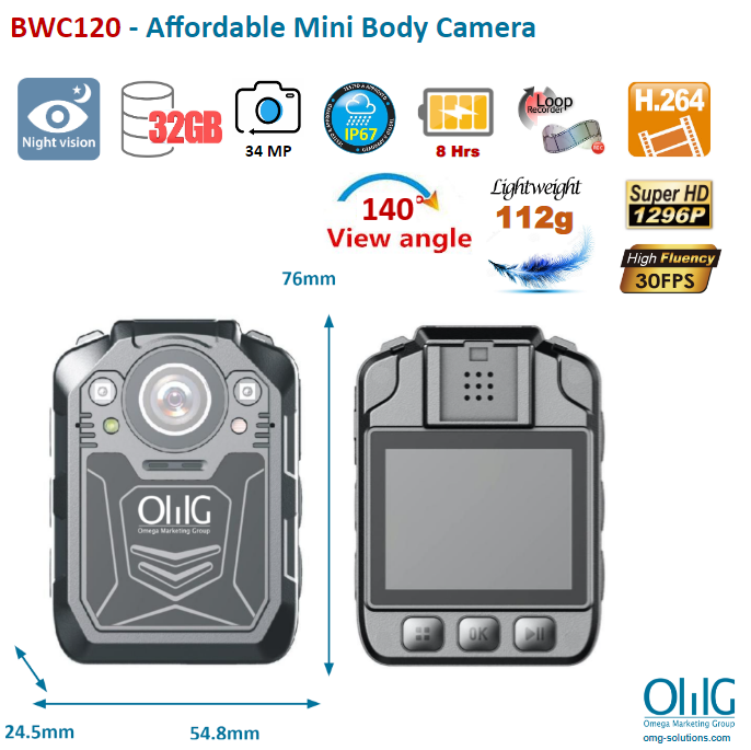 BWC120 - Affordable Mini Body Camera