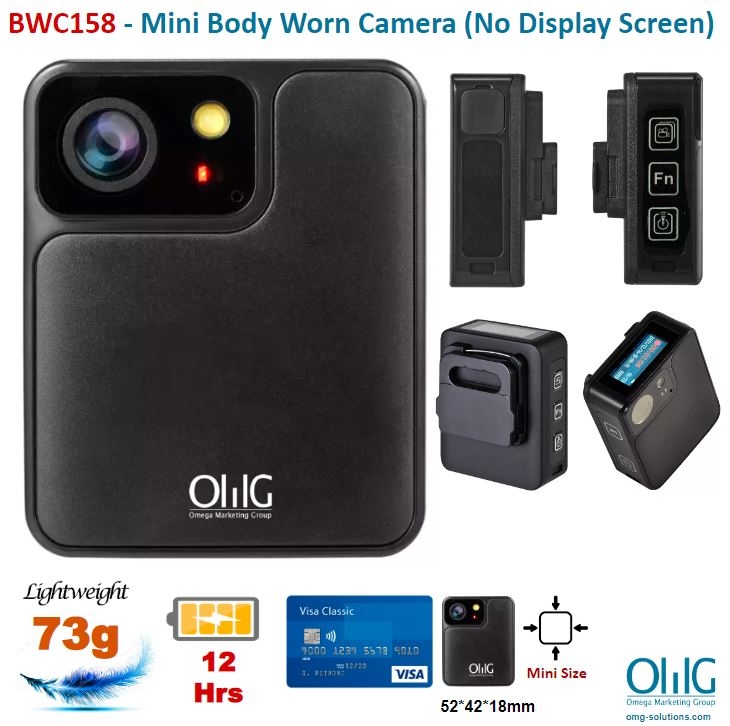 BWC158 - Mini Body Worn Camera (Non Display Screen) - Black 03