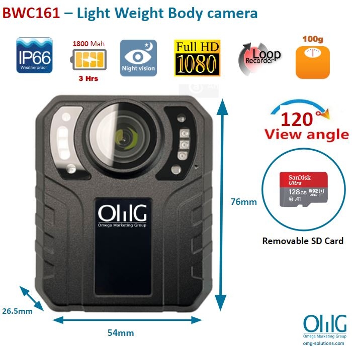 BWC161-OMG Light Weight Body Worn Camera