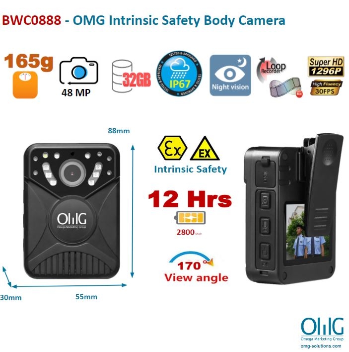 BWC888 - OMG Intrinsic Safety Explosive Proof Body Worn Camera