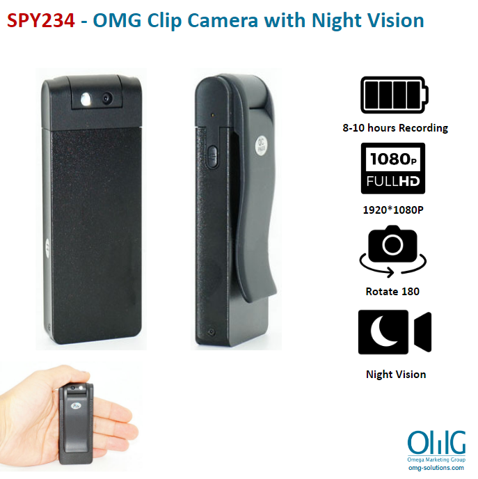 SPY234 - OMG Clip Camera with Night Vision