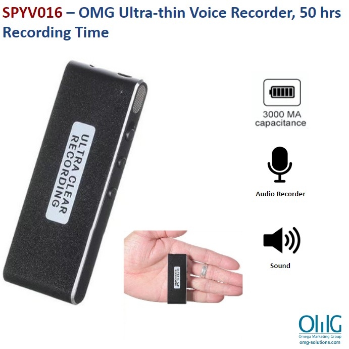 SPYV016 – OMG Ultra-thin Voice Recorder, 50 hrs Recording Time