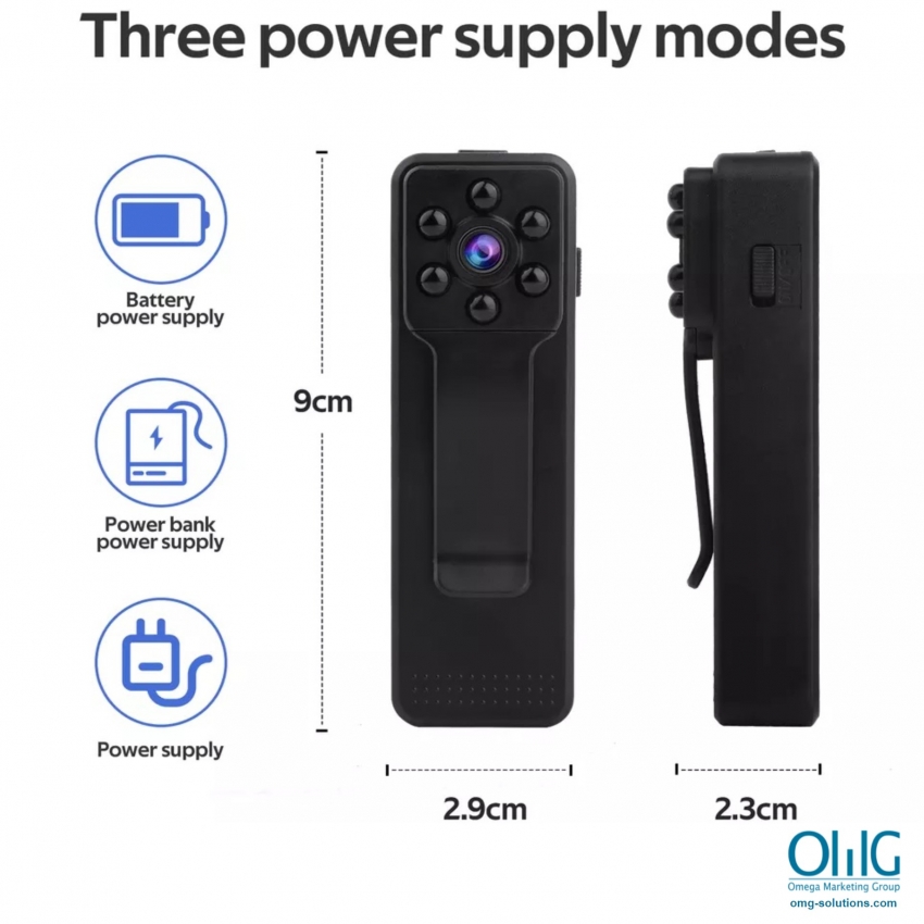 SPYW104 - Pocket Body Camera Power Supply Modes