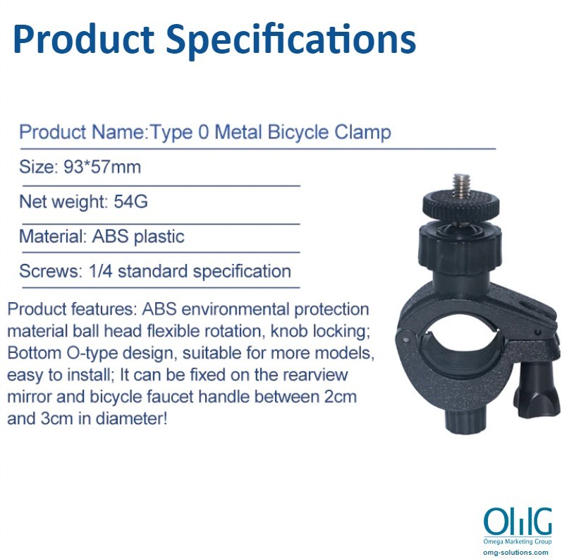 BWA025 - OMG Body Camera - Motor Bike - Bicycle Clamp Mount - Product Specification slide