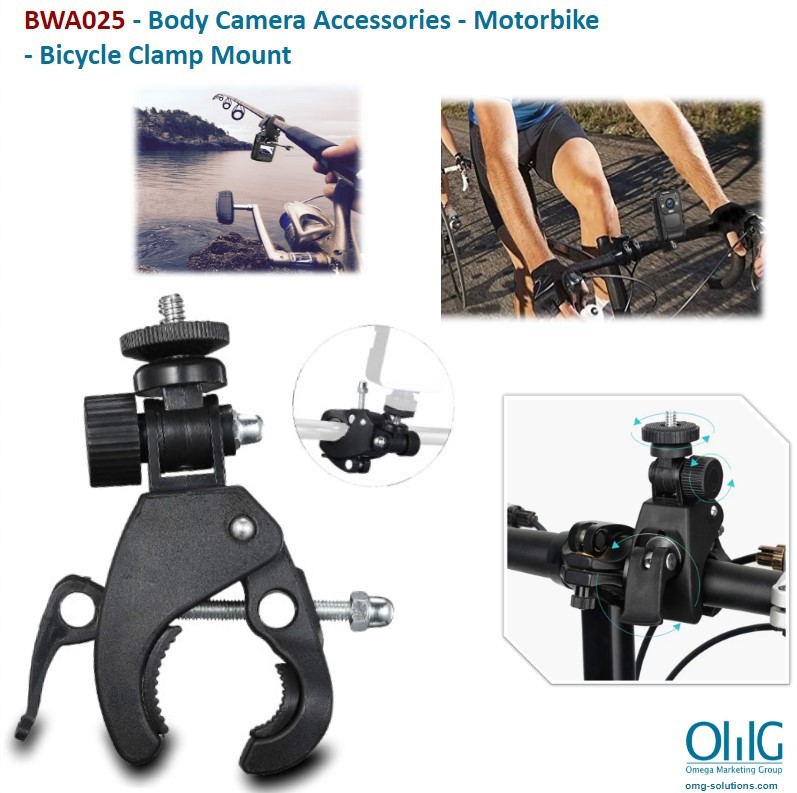 BWA025 - OMG Body Camera - Motor Bike - Bicycle Clamp Mount - Slides 1