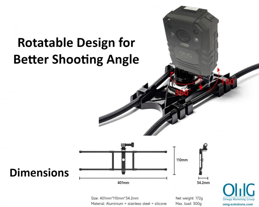 BWA032 - OMG Body Camera Accessories - Foldable Net Bracket Mount - Product Specification