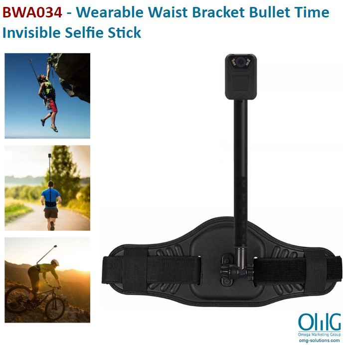 BWA034 - Body Camera Accessories - Wearable Waist Bracket Bullet Time Invisible Selfie Stick 