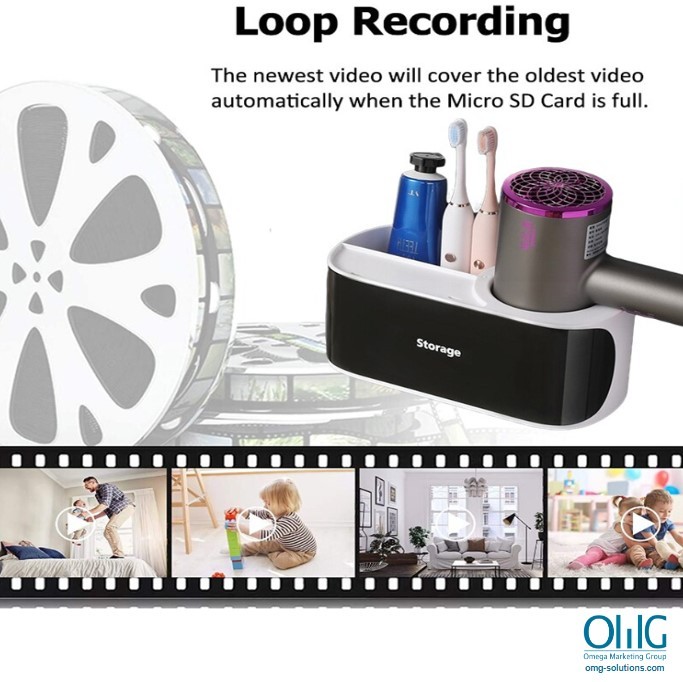 OMG solution - SPY - Spy 446 Hair Dryer Holder Home Security Cam - Loop Recording