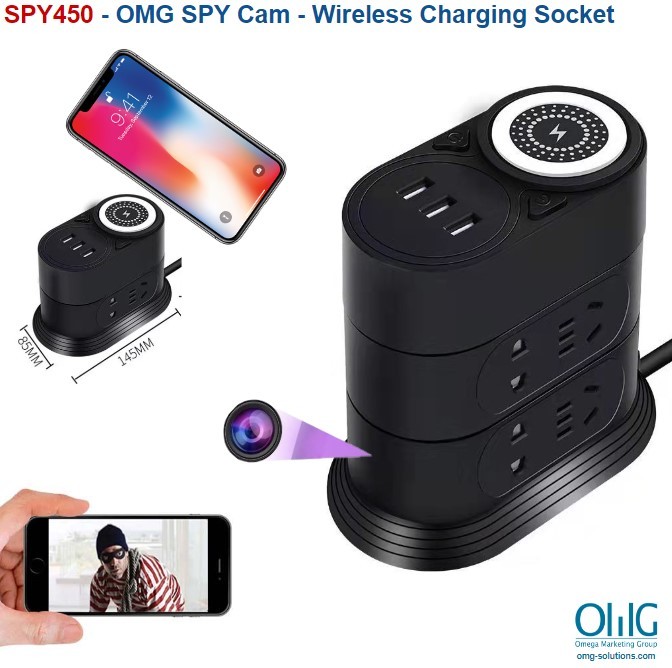 SPY450 - OMG Hidden Spy Camera - Wireless Charging Socket