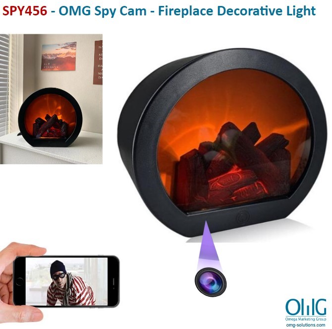 SPY456 - OMG Hidden Spy Camera - Fireplace Decorative Light 