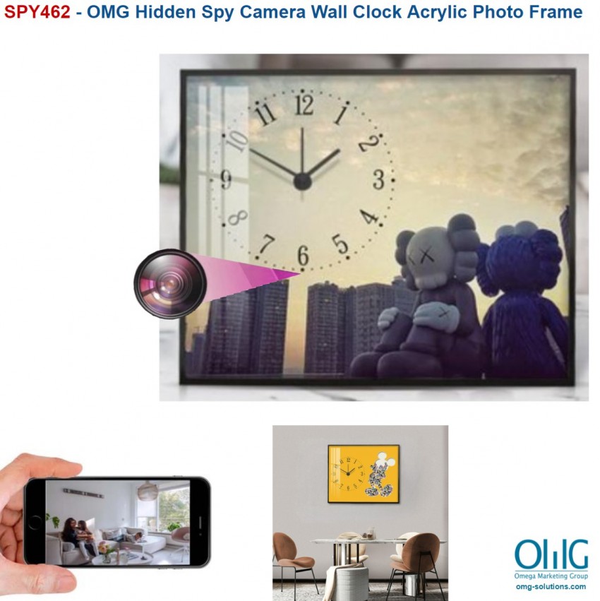 SPY462 - OMG Hidden Spy Camera -Wall Clock Acrylic Photo Frame