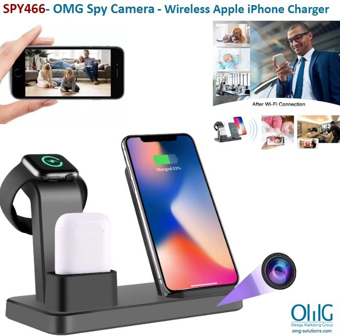SPY466- OMG Hidden Spy Camera - Wireless Apple iPhone Charger