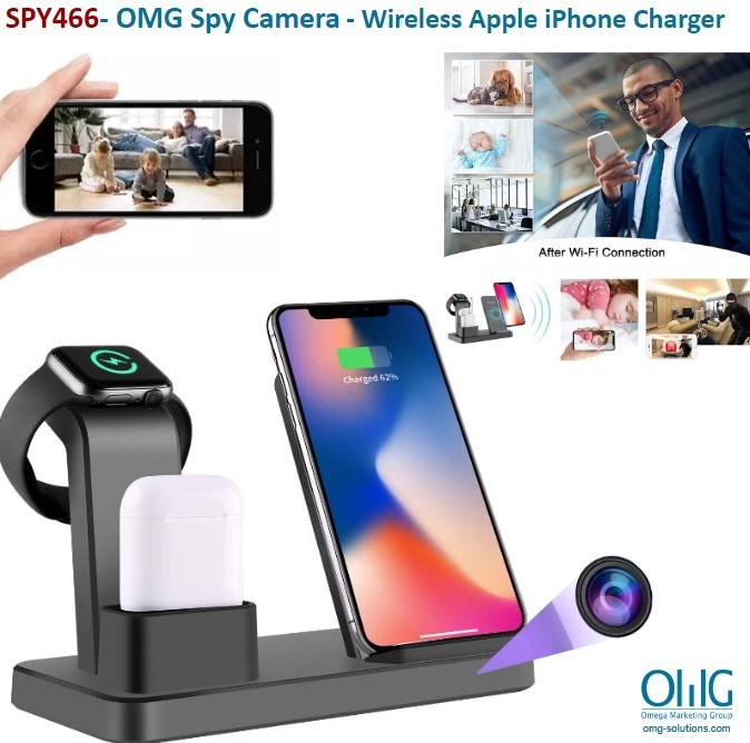 SPY466 – OMG Hidden Spy Camera – Wireless Apple iPhone Charger