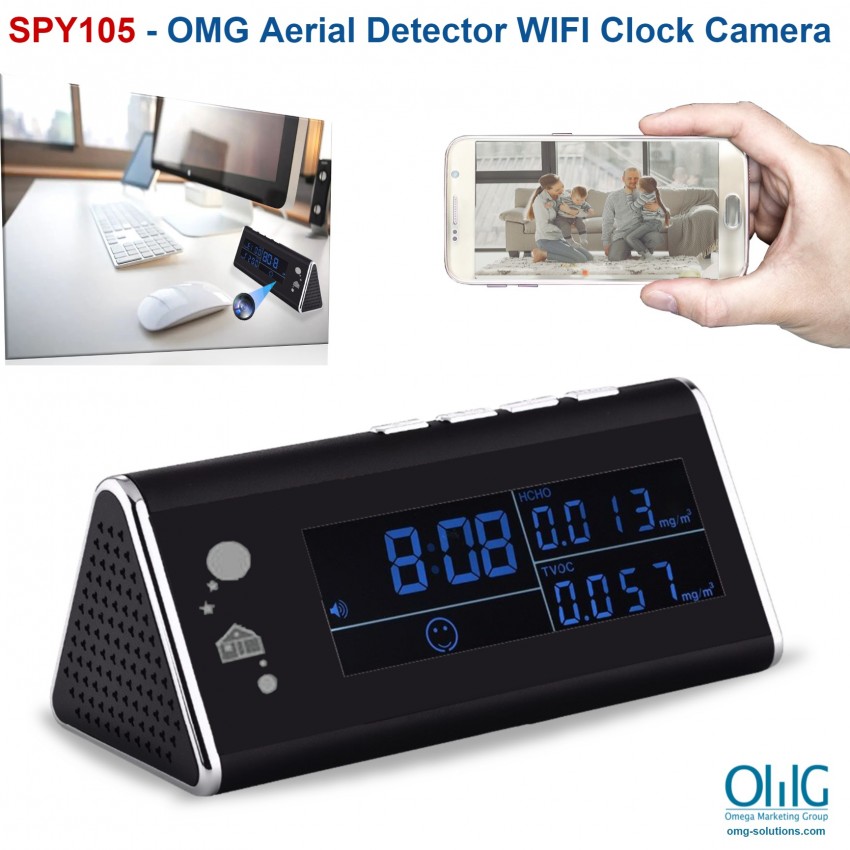 SPY105 - Aerial Detector WIFI Clock Camera, 5.0MP,1080P,H.264 - Main Page