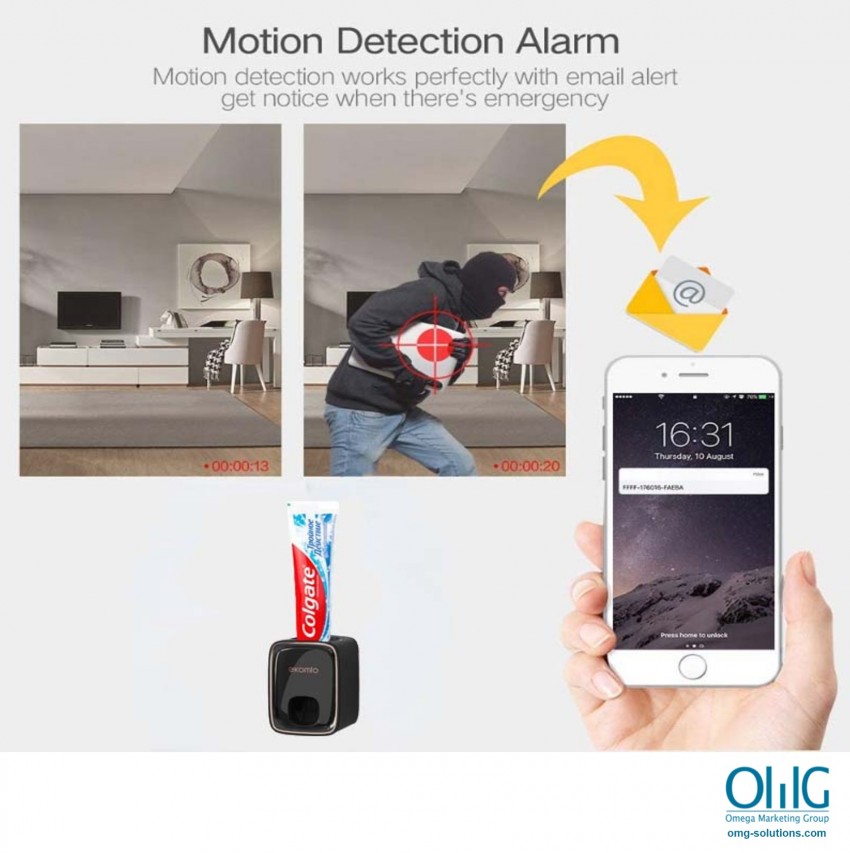 SPY463 - OMG Hidden spy camera - Toothbrush Holder (With colgate toothpaste) motion detection alarm V2
