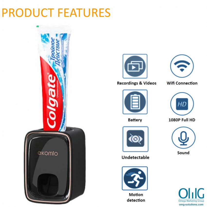 SPY463 - OMG Hidden spy camera - Toothbrush Holder (product features) V2