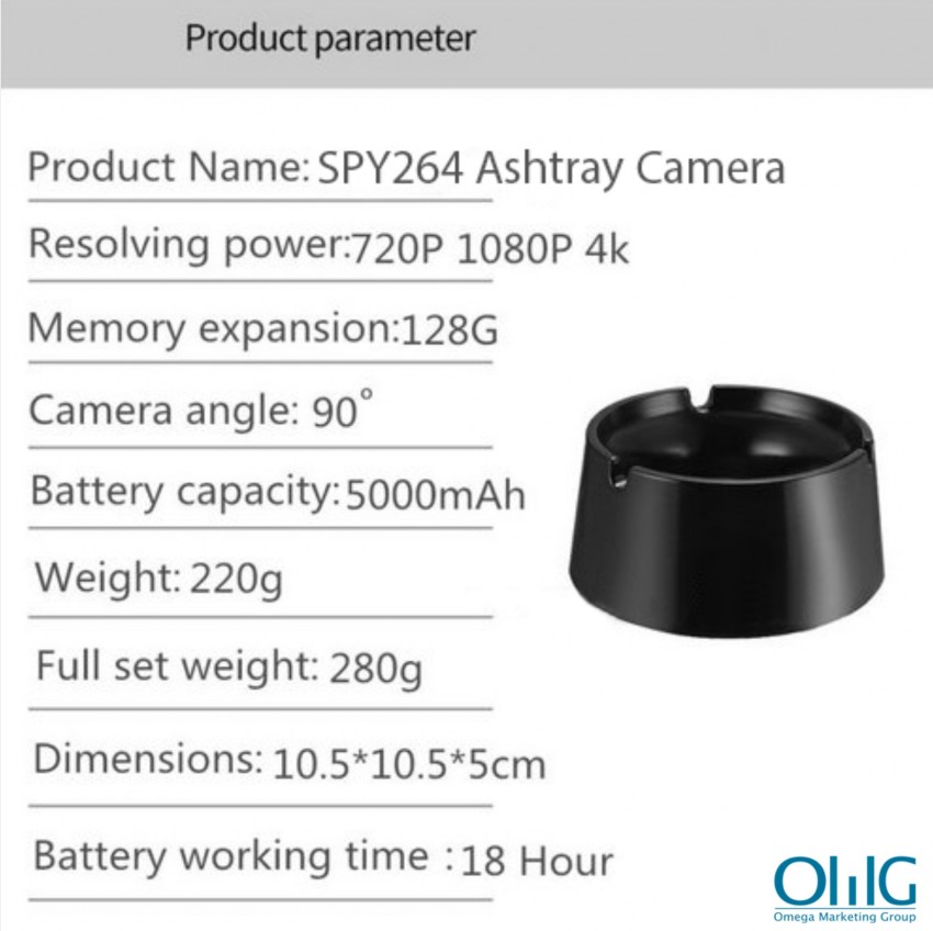 SPY264 - OMG - WIFI Ashtray Camera, 4K2K1080P Battery Working Time 18hours, SD Card Max 128GB - Page 5