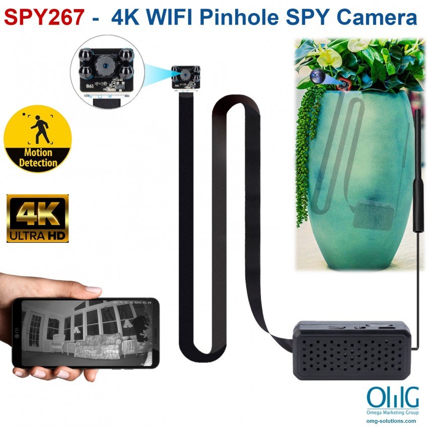 SPY267 - 4K WIFI Pinhole SPY Camera, NV, 60cm Length, 128G, Built in battery - Main Page