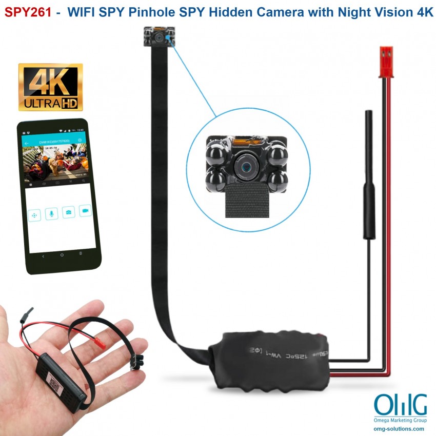 SPY261- 4K WIFI SPY Pinhole SPY Hidden Camera with Night Vision, SD Card Max 128G - Main Page