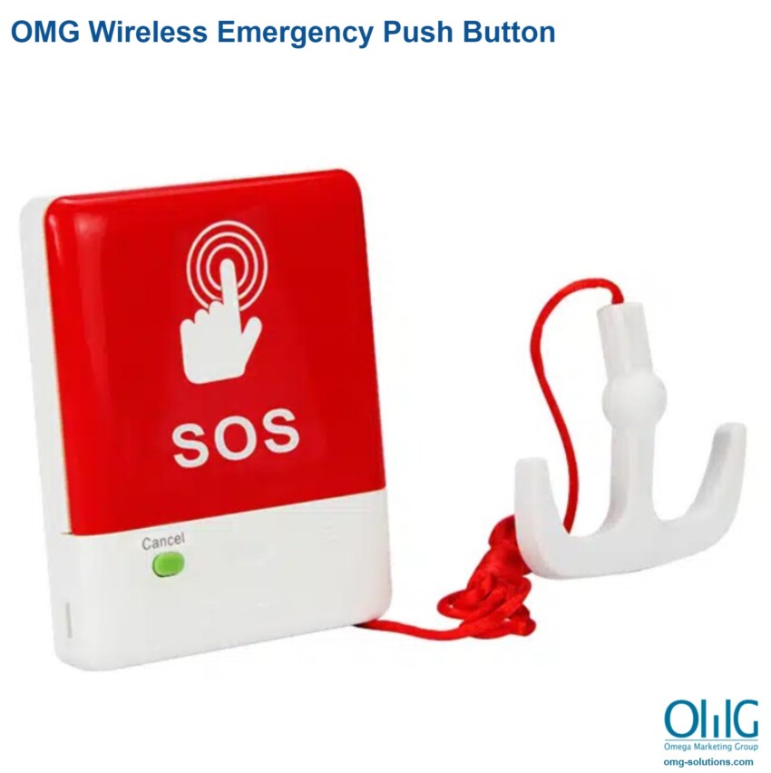 EAPB022WS - Wireless Waterproof Red Panic Push Button with Pull Cord