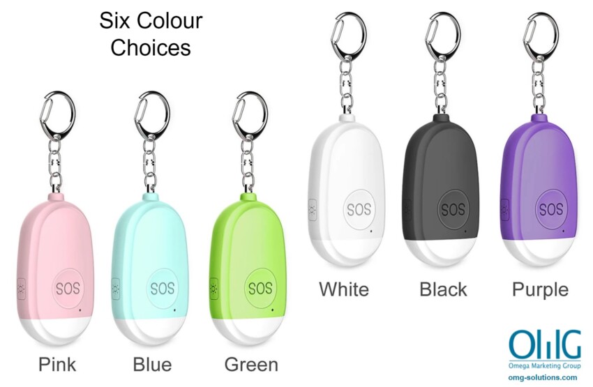 PA010B - Waterproof Rechargeable Personal Safety Alarm with Led Light & Loud Siren 130dB - Colour