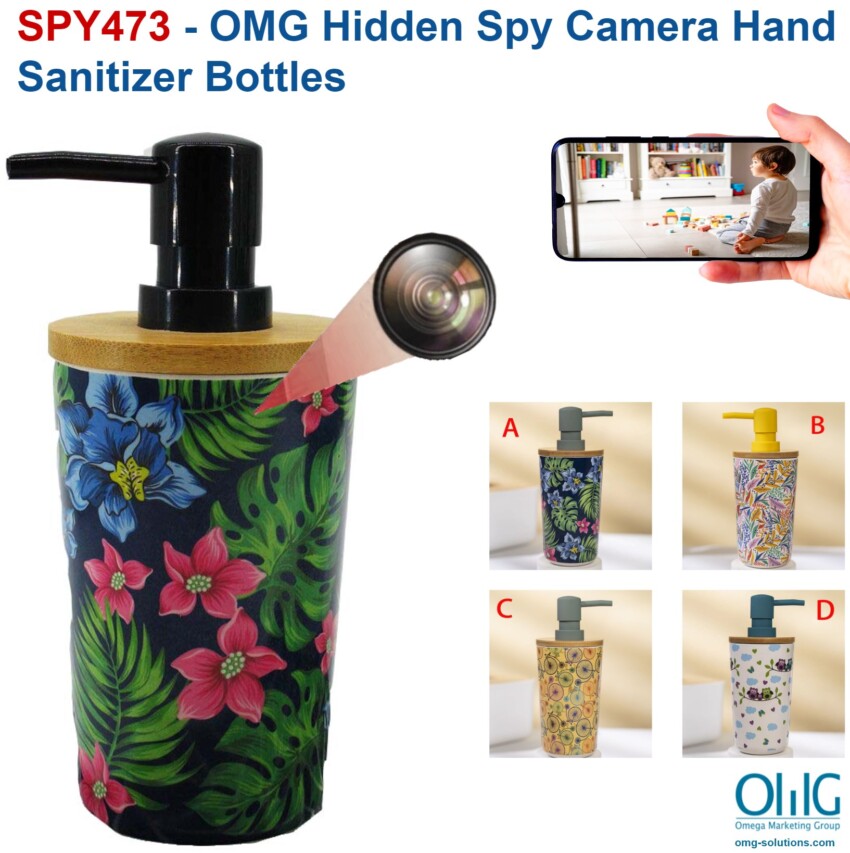 SPY473 - OMG Hidden Spy Camera Hand Sanitizer Bottles - V2
