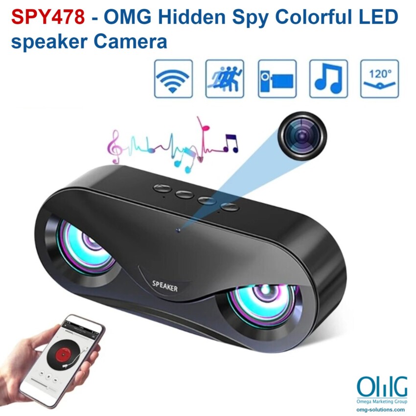 SPY478 - OMG Hidden Spy Colorful LED speaker Camera - Main