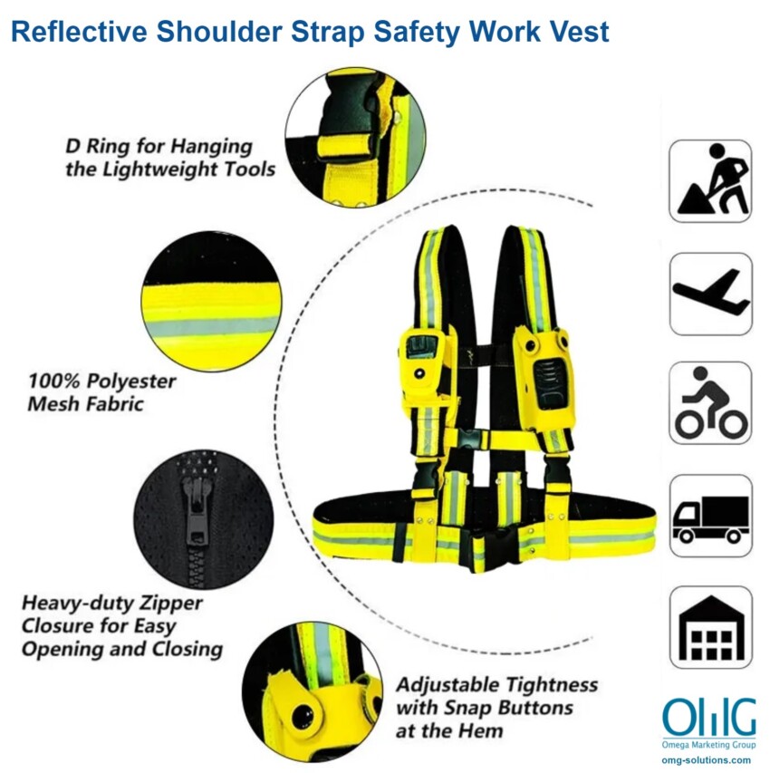 BWA001-SH07 - Reflective Shoulder Strap Safety Work Vest - Main