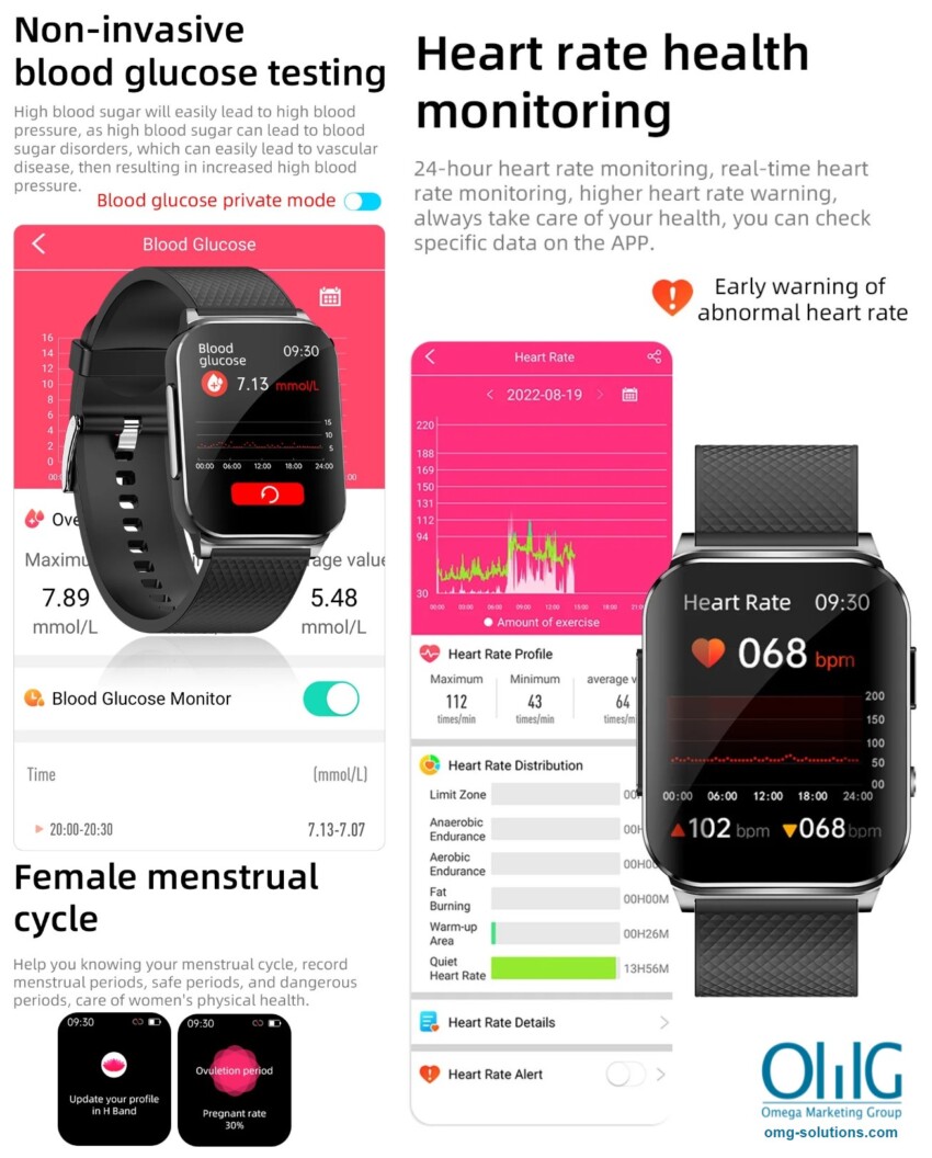 GPS062 - Health monitoring watch with Blood Glucose & ECG Monitoring (No GPS) - Blood Test